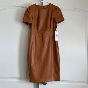 Womens faux leather body con dress